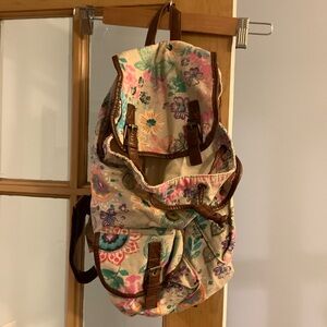 Like new fabric floral backpack multicolored
